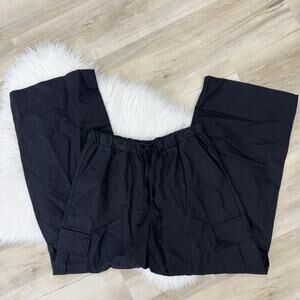 Gap Linen Wide Leg Cargo Crop Drawstring Pants XS LB